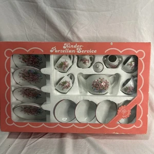 Reutter Porzellan Kinder Tea Set Germany Pink Floral Miniature Toy in Box - Picture 1 of 5