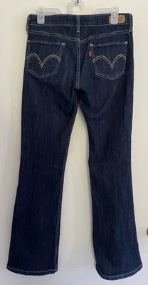 Levis 518 Jeans Womens 7M Dark Blue Superlow Boot Cut Low Rise Stretch 99% Cotto - Image 1 of 4