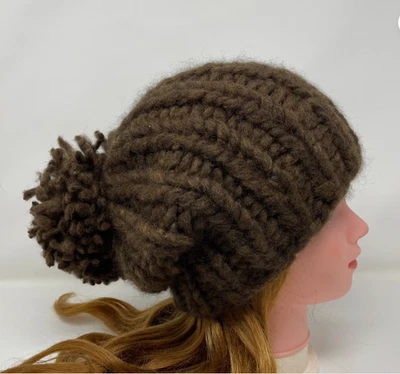 Sombrero Mujer Gorro Tejido a Mano 100% Cachemira Marrón Invierno Sombrero Boina Regalo NUEVO Foto 1 de 4