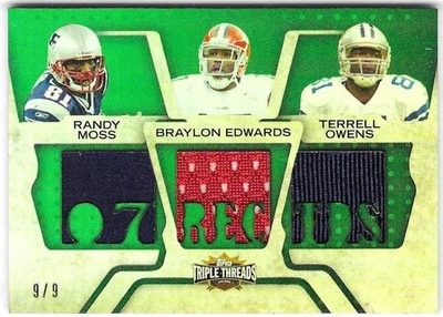 RANDY MOSS BRAYLON EDWARDS TERRELL OWENS 2008 Topps Triple Threads  #9 of 9!🔥🔥 - Image 1 of 2