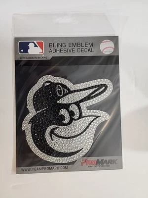 BALTIMORE ORIOLES 6" RHINESTONE BLING EMBLEM ADHESIVE DECAL FREE SHIP - Image 1 of 3