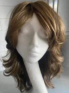 Beautiful 16” Human Hair Synthetic Blend Wig Bangs And Curls By Mistresses New - Picture 1 of 11