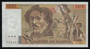 France - 100 Francs Banknote - 1995 P-154h Delacroix (AU) - Picture 1 of 2