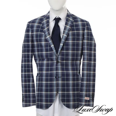 NWT Brooks Brothers Red Fleece Rich Blue Gold Multi Madras Checked Jacket 44 NR - Image 1 of 4