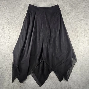Vtg Tadashi Skirt Women S Petite Black Witchy Whimsigoth Dark Fairy Handkerchief - Picture 1 of 10