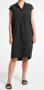 Athleta Daybreak Dress V Neck Relaxed Black Lightweight Casual Pockets Medium - Picture 1 of 11