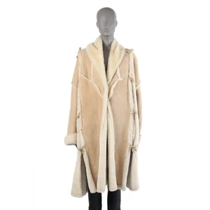 Abrigo de cuero de oveja Roberto Cavalli para mujer talla M beige top de lujo - Imagen 1 de 24