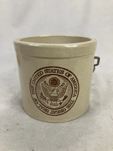 Vintage  stoneware cheese crock featuring the Great Seal Of United States - Picture 1 of 9
