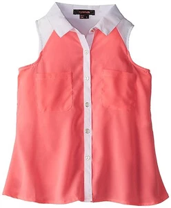 Sleeveless My Michelle Girls Colorblock Top Pink Rose Navy White size Medium NEW - Picture 1 of 2