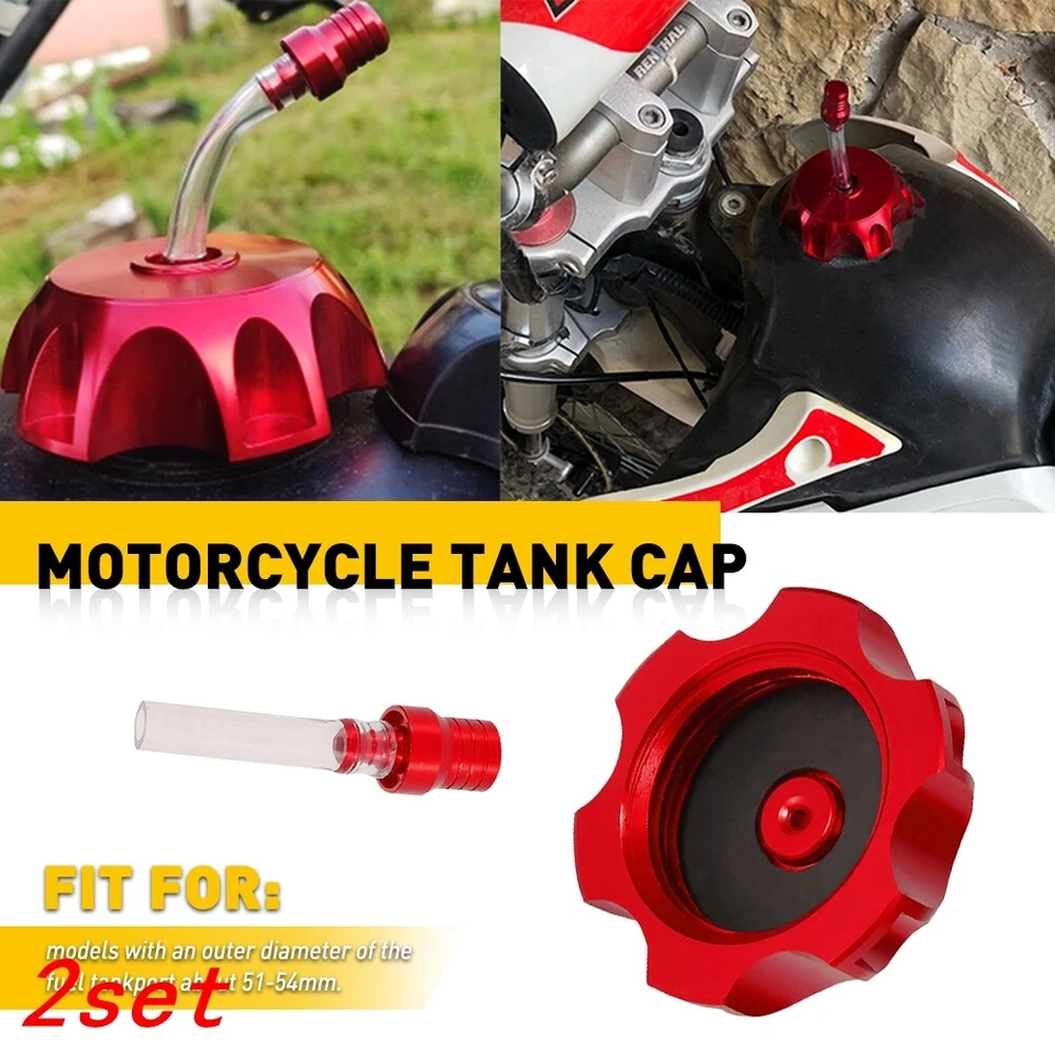 Juego de 2 tapas de tanque de combustible rojo aluminio gasolina 51-54 mm tapa accesorios coche F Foto 1 de 4