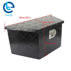 Caja de herramientas de remolque de aluminio 26"X13,3"X12" caja de almacenamiento de herramientas de alta resistencia + 2 llaves - Imagen 1 de 15