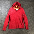 Lane Brant Womens Pullover Hooded Sweater Size 14/16 Red V Neck Hoodie