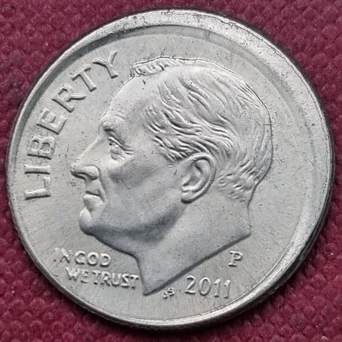 2011 P Roosevelt Dime 10c MINT ERROR - OFF CENTER #20475 Cover