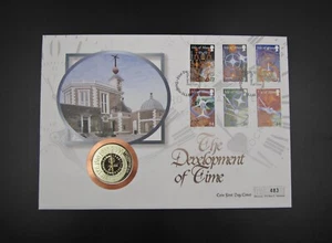 ISLE OF MAN 2000 DEVELOPMENT OF TIME SILVER PROOF £5 FIVE POUND FIRST DAY COVER - Picture 1 of 2
