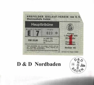 Boleto / entrada 76/77 hockey sobre hielo Krefelder EV - Berliner SC - Imagen 1 de 1