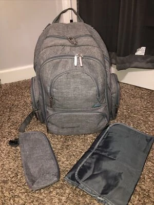 CoolBell Gray Diaper Bag Backpack w/Changing Pad & Insulated Bottle Bag - Image 1 of 4