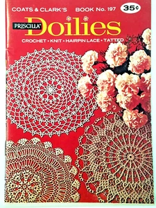 Clark 0197 PRISCILLA DOILIES (11) knit crochet hairpin tatted 36pg booklet 1969 - Picture 1 of 12