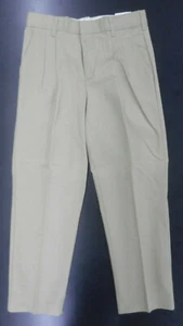 Boys A+ Khaki Perma Press Pleated Uniform Pants  Sizes 30-33 HKY - Picture 1 of 5