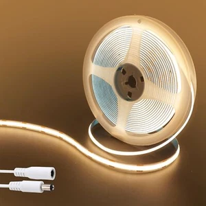 COB LED Strip Lights 12V 6.56FT/2M 480LEDs/M Warm White 3000K 8mm Width - Picture 1 of 8