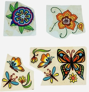 Vintage 70er Transfer Decals Lot Schmetterlinge Blumen Libellen psychedelisch - Bild 1 von 6