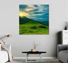 Square Canvas Sunset Peaks Grassy Meadow High Quality Australian Made Quality