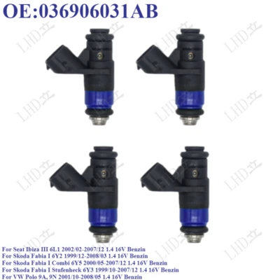 Inyector de combustible para Seat Ibiza III 6L1 2002/02-2007/12 1.4 16V gasolina 036906031AB~ Foto 1 de 4