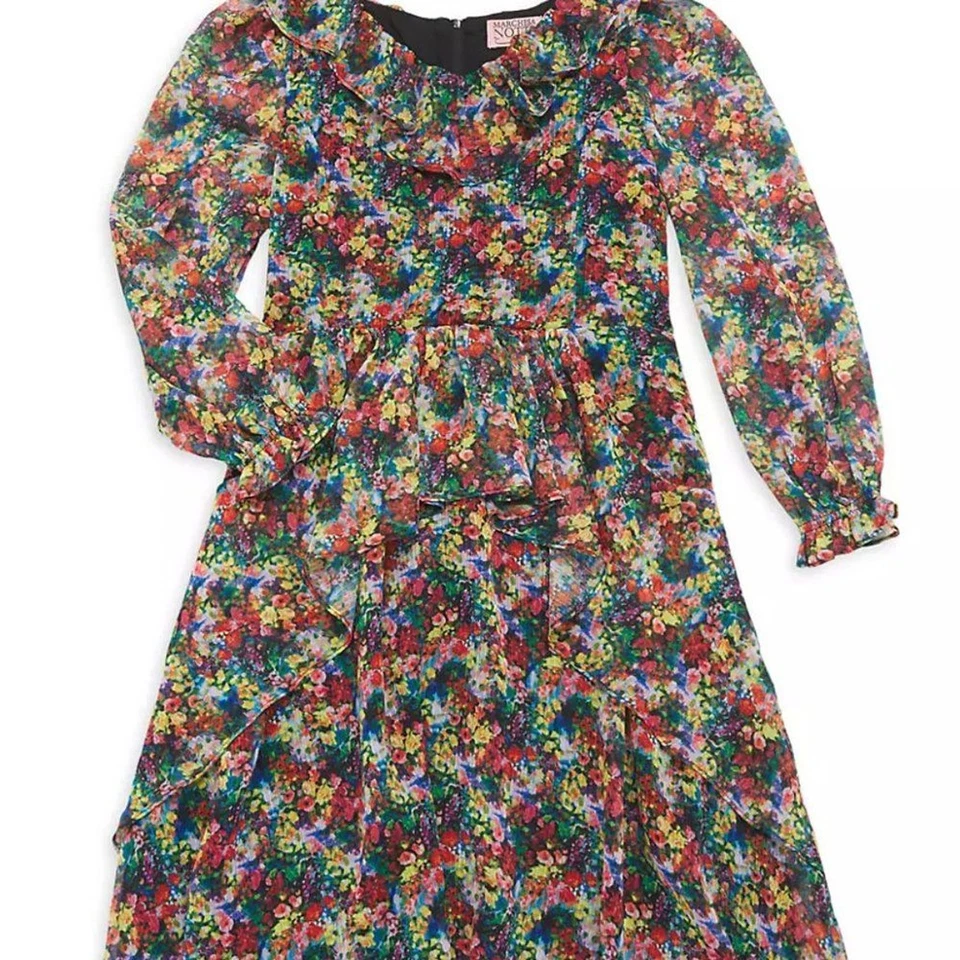 Vestido con volantes de gasa estampado floral para niña MARCHESA NOTTE MINI, talla 10 Foto 1 de 4