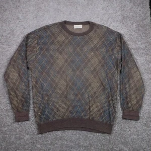 Vtg 90s Textured Sweater Mens Large Brown Cotton Blend Tricots St Raphael USA - Picture 1 of 11