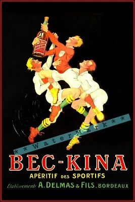BEC KINA 1920 Aperitivos de Deportes Francés Vintage Póster Impresión Arte de Pared Decoración Foto 1 de 4