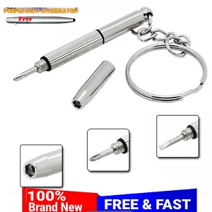 Mini 3 in 1 Screwdriver Tool Repair Set Keyring For Watch Glasses Silver 45mm - Picture 1 of 7