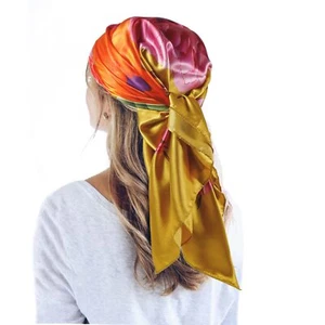 35'' Satin Large Square Head Scarf Silk Feeling Neck Scarves Hair Sleeping Wr... - Picture 1 of 4