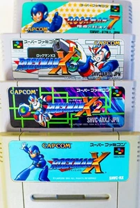 SFC Super famicom lot of 4 ROCK MAN X & X2 & X3 & 7 Mega man Cartridge Japanese - Picture 1 of 7