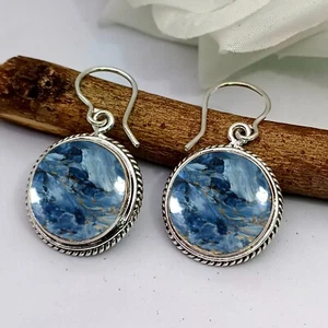 Pietersite 925 Sterling silver Handmade Earrings Round SHAPE Gifts For Women - Picture 1 of 7