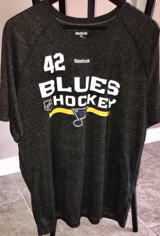 Men's Reebok NHL St. Louis BLUES Hockey #42 David Backes Shirt/Tee Size 2XL Cover