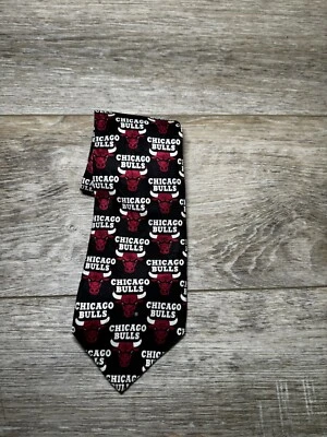 Corbata RM Sport Chicago Bulls para hombre negra NBA baloncesto 100 % seda EE. UU. Foto 1 de 3