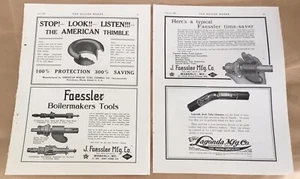 2 Faessler Co. 1923 vintage print ads 1920s illus factory industrial tool boiler - Picture 1 of 1