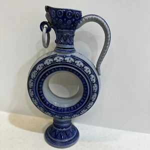 Westerwald German Salt Glazed Stoneware Ring Donut Shape Jug Blue 26cm Tall #636 - Bild 1 von 13