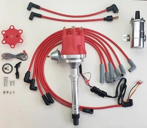 DISTRIBUIDOR HEI ROJO CHEVY GMC 4.3L 262 EFI TO CARB SWAP + BOBINA DE CROMO + CABLES - Imagen 1 de 4