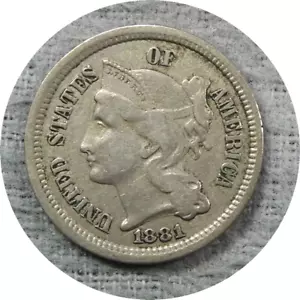 elf Three Cents Nickel 1881 E87 - Picture 1 of 2