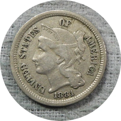 elf Three Cents Nickel  1881  E87 - Image 1 of 2