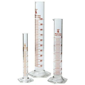 Juego de cilindros graduados de vidrio, 10/50/100 ml, escala métrica única (caja de 4) - Imagen 1 de 5