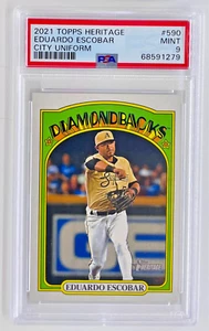 2021 Topps Heritage EDUARDO ESCOBAR PSA 9 City Uniform Throwback SSP #590 Pop 1 - Picture 1 of 2