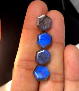 Blue Fire Labradorite Hexagon Step Cut 8x8mm - 15X15mm Natural Gemstone I151 - Imagen 1 de 7