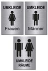 3er Set-Umkleiderume-Frau-Mann-Alu.-Edelstahl-Optik-Schild-15x10 cm-WC-Klo-Nr.8