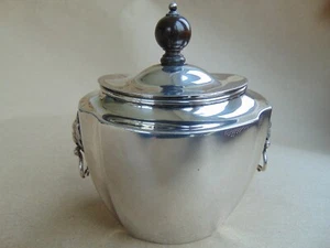 RARE VICTORIAN SCOTTISH STERLING SILVER LION MASK TEA CADDY EDINBURGH 1900 - Picture 1 of 10
