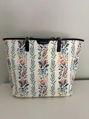 Bolso de Mano Vera Bradley Nuevo con Etiquetas Grande Todos los Días en RAYA CREMA PARAÍSO Foto 1 de 4