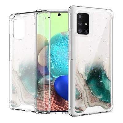 For Samsung Galaxy A51 5G Phone Case Clear TPU Glitter Hard PC Back Cover - Image 1 of 4
