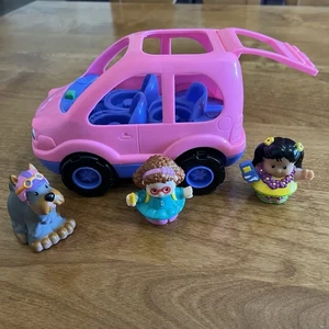 Fisher Price Little People Pink Melody Mini Van 2002 Sounds Songs 2 Personen Hund - Bild 1 von 9