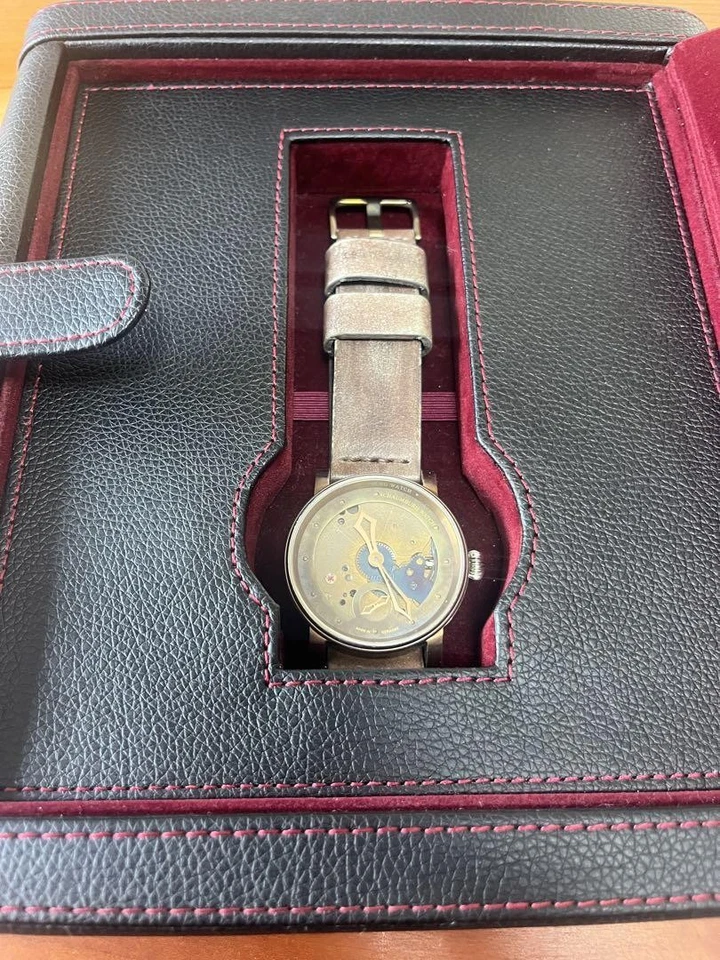 RELOJ SCHAUMBURG Steamunc1-Rec Cuero Acero Inoxidable Esqueleto Esfera con Estuche Foto 1 de 4