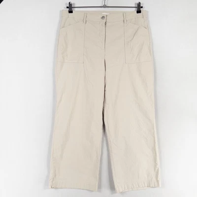 Pantalones Nicole Miller New York Talla 14 Beige Pierna Ancha Cortos Caquis Normcore Elastizados Foto 1 de 4
